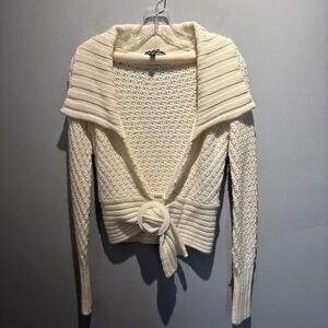 VTG BEBE CREAM KNIT CARDIGAN Wool Blend Preppy  Bohemian Cottage-core  Women's M
